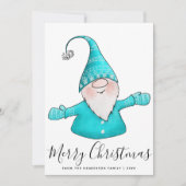 Frohe Weihnachten Niedlich Gnome White Aquamarin B (Vorderseite)