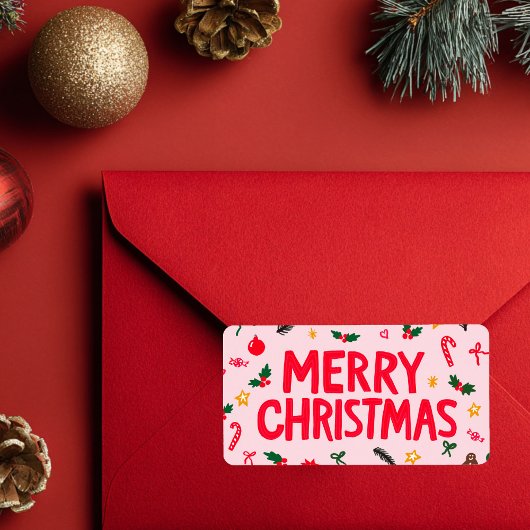 Frohe Weihnachten Niedlich handGezeichnet CUSTOM D Adressaufkleber