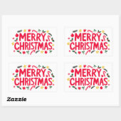 Frohe Weihnachten Niedlich handGezeichnet CUSTOM Rechteckiger Aufkleber (Blatt)