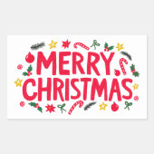 Frohe Weihnachten Niedlich handGezeichnet CUSTOM Rechteckiger Aufkleber (Vorderseite)