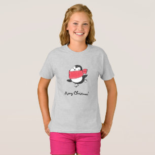Frohe Weihnachten Niedlich Happy Pinguin Ice Skate T-Shirt