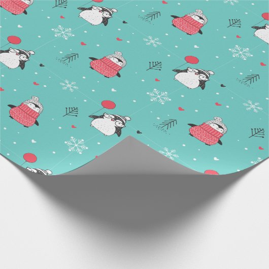 Frohe Weihnachten Niedlich Happy Pinguin in Hats B Geschenkpapier (Ecke)