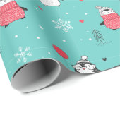 Frohe Weihnachten Niedlich Happy Pinguin in Hats B Geschenkpapier (Rolleneckpunkt)