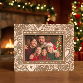 Frohe Weihnachten Niedlich Heart & Foliage Familie Geätzte Rahmen