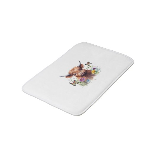 Frohe Weihnachten Niedlich Highland Cow Classic T Badematte (Schrägansicht)