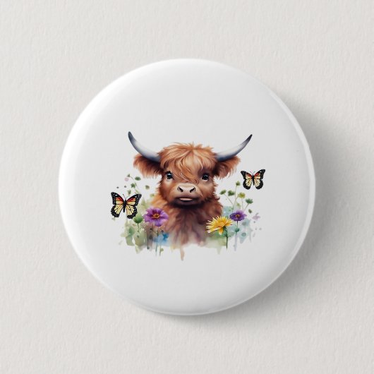 Frohe Weihnachten Niedlich Highland Cow Classic T Button (Vorderseite)