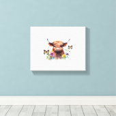 Frohe Weihnachten Niedlich Highland Cow Classic T Leinwanddruck (Insitu (Holzboden))