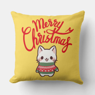Frohe Weihnachten Niedlich Kawaii Kitten Kissen