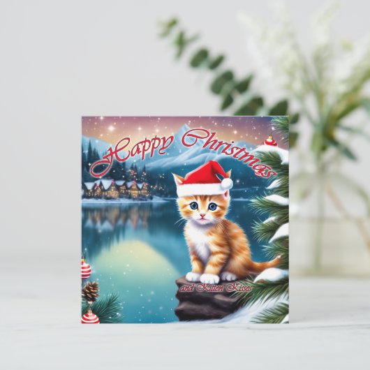 Frohe Weihnachten Niedlich Kitten geben Kitten Kis (Stehend Vorderseite)