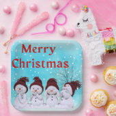 Frohe Weihnachten Niedlich kleine Snowmen Pappteller (Party)