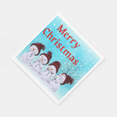 Frohe Weihnachten Niedlich kleine Snowmen Serviette (Ecke)