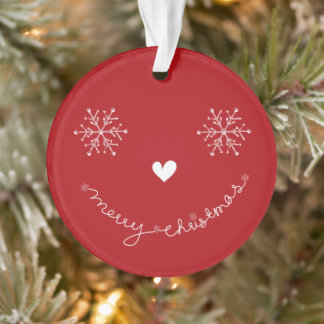Frohe Weihnachten Niedlich Lächeln Face Holiday Fo Ornament