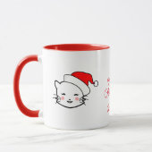Frohe Weihnachten Niedlich lächelnd Katze Tasse (Links)