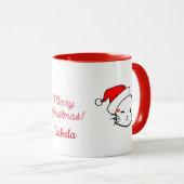 Frohe Weihnachten Niedlich lächelnd Katze Tasse (VorderseiteRechts)