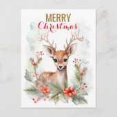 Frohe Weihnachten Niedlich Liebe Deer Winter Funny Postkarte (Vorderseite)