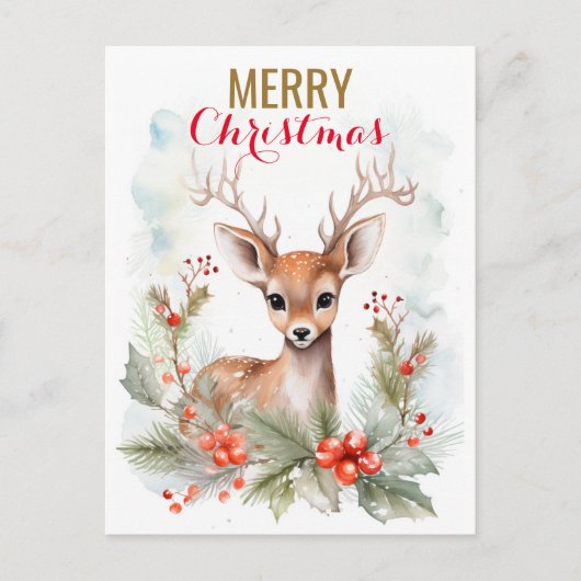 Frohe Weihnachten Niedlich Liebe Deer Winter Funny Postkarte (Vorderseite)