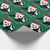 Frohe Weihnachten Niedlich Panda Bear Custom Geschenkpapier (Ecke)