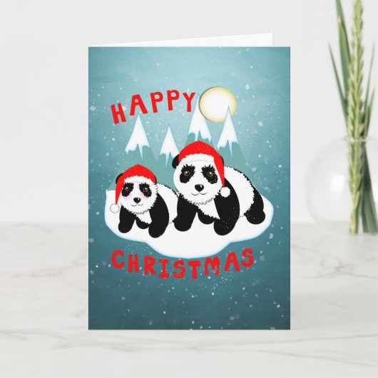 Frohe Weihnachten Niedlich Pandas Personalisiert (Vorderseite)