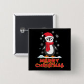 Frohe Weihnachten Niedlich Pinguin Button (Vorne & Hinten)