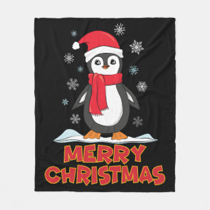 Frohe Weihnachten Niedlich Pinguin Fleecedecke