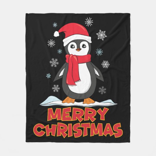 Frohe Weihnachten Niedlich Pinguin Fleecedecke (Vorderseite)