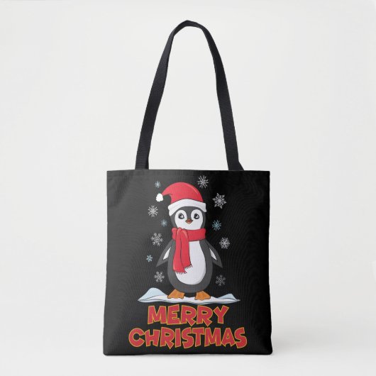 Frohe Weihnachten Niedlich Pinguin Tasche (Vorderseite)