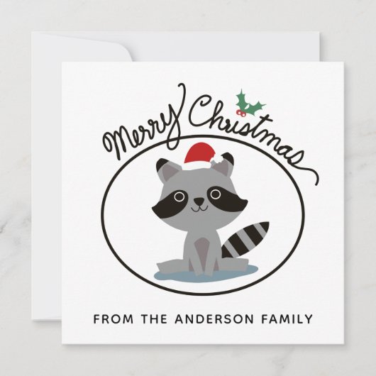 Frohe Weihnachten Niedlich Raccoon Personalisierte (Vorderseite)