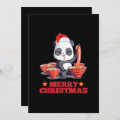 Frohe Weihnachten Niedlich Ramen Panda japanische  Einladung (Vorne/Hinten)