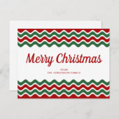 Frohe Weihnachten Niedlich Red Green Wave Stripes Postkarte (Vorne/Hinten)