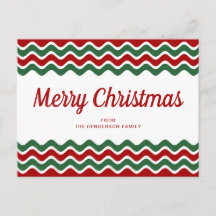 Frohe Weihnachten Niedlich Red Green Wave Stripes