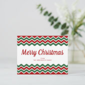 Frohe Weihnachten Niedlich Red Green Wave Stripes Postkarte (Stehend Vorderseite)