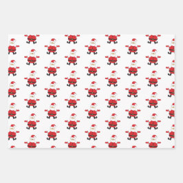 Frohe Weihnachten Niedlich Red Santa Geschenkpapier Set