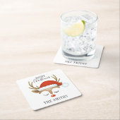 Frohe Weihnachten Niedlich Reindeer Rechteckiger Pappuntersetzer (Vor Ort)