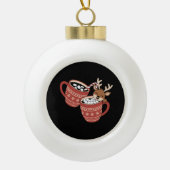Frohe Weihnachten Niedlich Rentier Familie Weihnac Keramik Kugel-Ornament (Vorderseite)