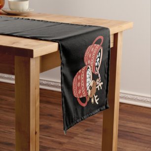 Frohe Weihnachten Niedlich Rentier Familie Weihnac Kurzer Tischläufer