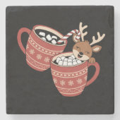 Frohe Weihnachten Niedlich Rentier Familie Weihnac Steinuntersetzer (Vorderseite)