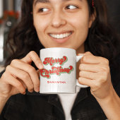 Frohe Weihnachten Niedlich Retro Typografie Custom Kaffeetasse