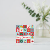 Frohe Weihnachten Niedlich Retro Winter QR Code Quadratische Visitenkarte (Stehend Vorderseite)