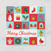 Frohe Weihnachten Niedlich Retro Winter QR Code Quadratische Visitenkarte (Vorderseite)