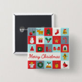 Frohe Weihnachten Niedlich Retro Winter Weihnachts Button (Vorne & Hinten)