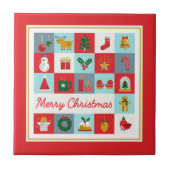 Frohe Weihnachten Niedlich Retro Winter Weihnachts Fliese (Vorderseite)