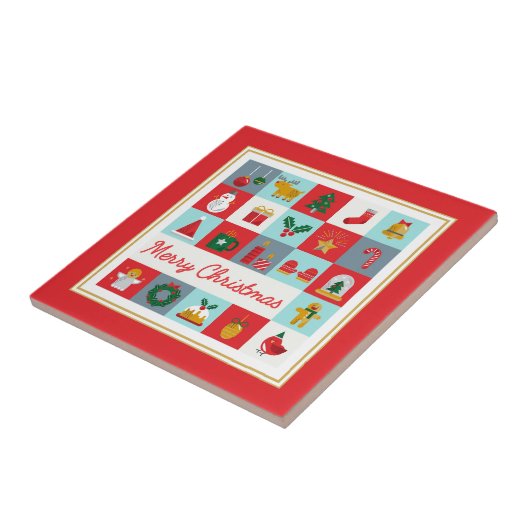 Frohe Weihnachten Niedlich Retro Winter Weihnachts Fliese (Seite)