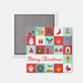 Frohe Weihnachten Niedlich Retro Winter Weihnachts Magnet (Vorderseite/Rückseite)