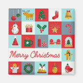 Frohe Weihnachten Niedlich Retro Winter Weihnachts Magnet (Vorne)