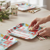 Frohe Weihnachten Niedlich Retro Winter Weihnachts Pappteller