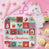 Frohe Weihnachten Niedlich Retro Winter Weihnachts Pappteller (Party)