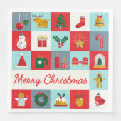 Frohe Weihnachten Niedlich Retro Winter Weihnachts Serviette (Vorderseite)