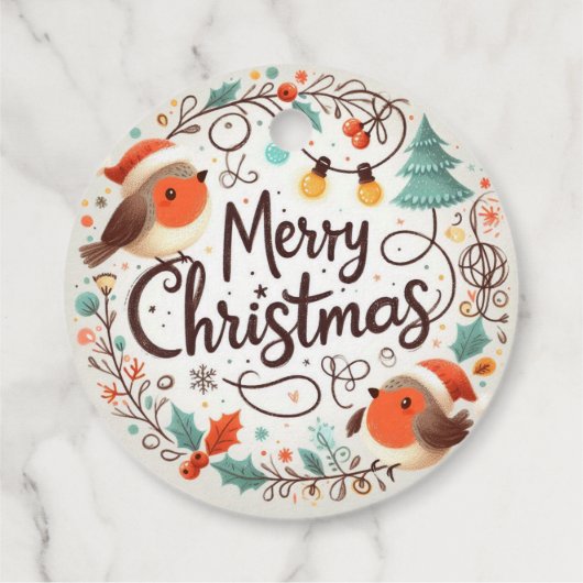 Frohe Weihnachten Niedlich Robins Geschenkanhänger (Rückseite)