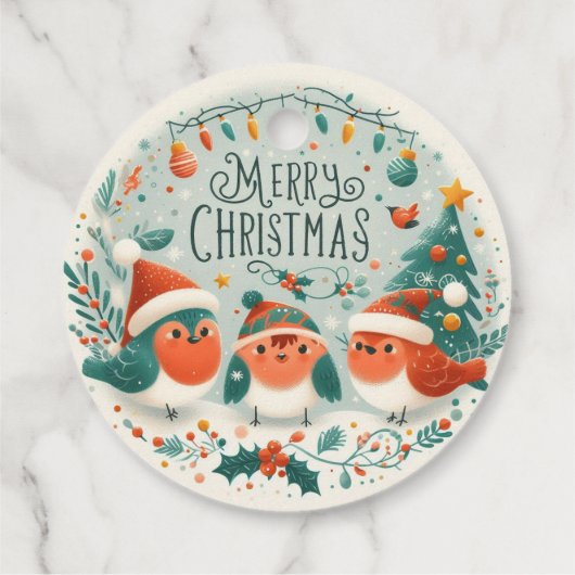 Frohe Weihnachten Niedlich Robins Geschenkanhänger (Rückseite)