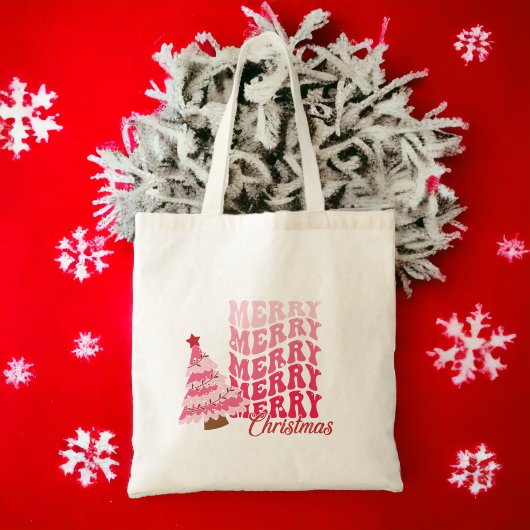 Frohe Weihnachten niedlich rosa Tasche